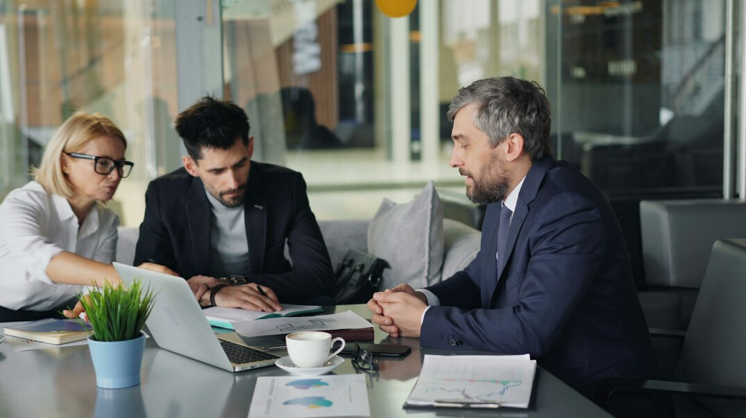business meeting with technology